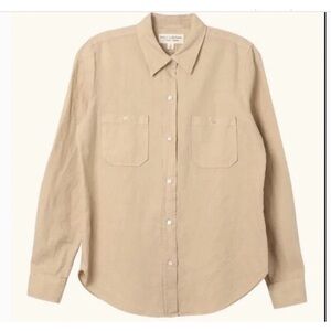 Nili Lotan Kaya tan linen and cotton button down